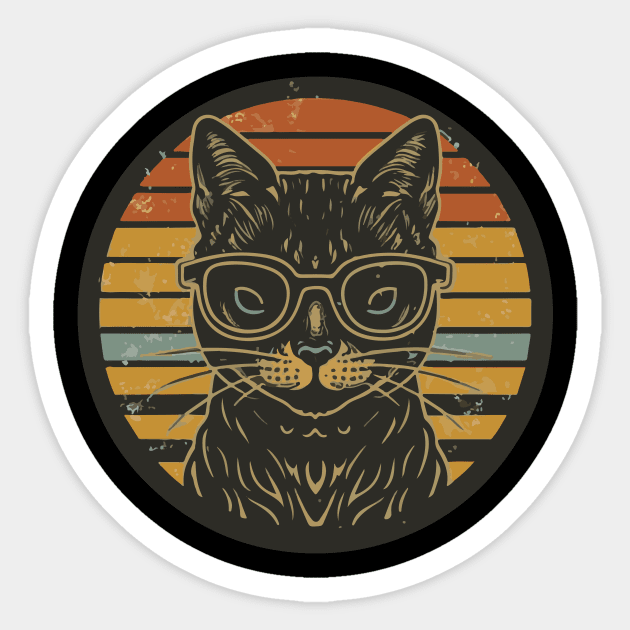 Cute cat wearing glasses Sticker by Diwa